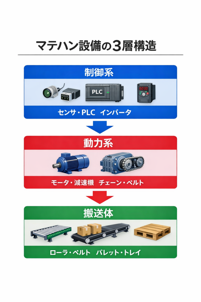 マテハン設備の3層構造図